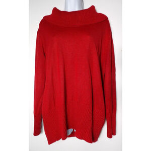 Vtg Jaclyn Smith XXL Sweater Cowl Neck Red Cable Knit Sparkly 90s Holiday Festiv